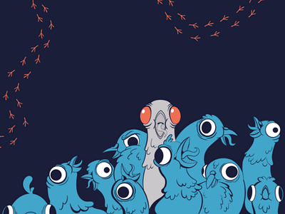Crazy pigeons vector artwork illustration