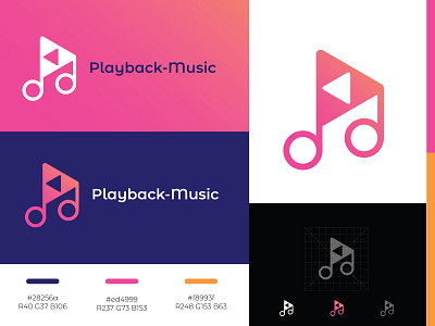 Playback Music Logo art branding design flat icon logo minimal ux vector website