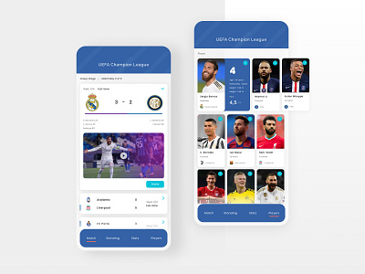UEFA Champions League Match-day Mobile app champions league design flat football app football ui ios minimal mobile mobile ui ui ui sport ux