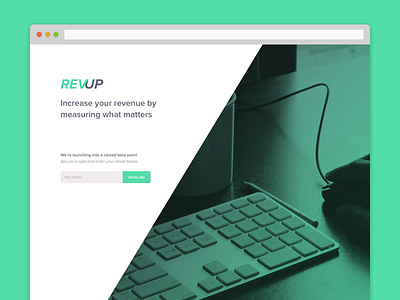 REVUP green landing metrics product proxima nova revenue revup ui ux