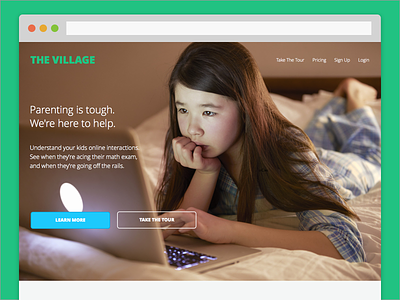 The Village analytics dashboard marketing open sans parenting product social media ui ux web