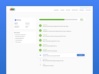 Investment Docs blue green investment ui ux web workflow