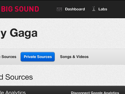 Big Sound blue dashboard data manager gaga header iconsweets labs nbs next big sound play tabs