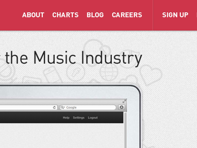 The Music Industry! app bar din geomicons header icons industry macbook music nav navigation nbs next big sound red