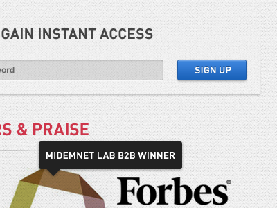 Gain Instant Access awards conversion customers field form homepage input nbs next big sound sign up startup