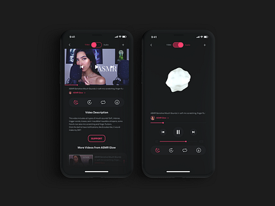 ASMR App Video/Audio Screens 3d app asmr audio branding clean design figma ios minimal mobile music player screens ui ux