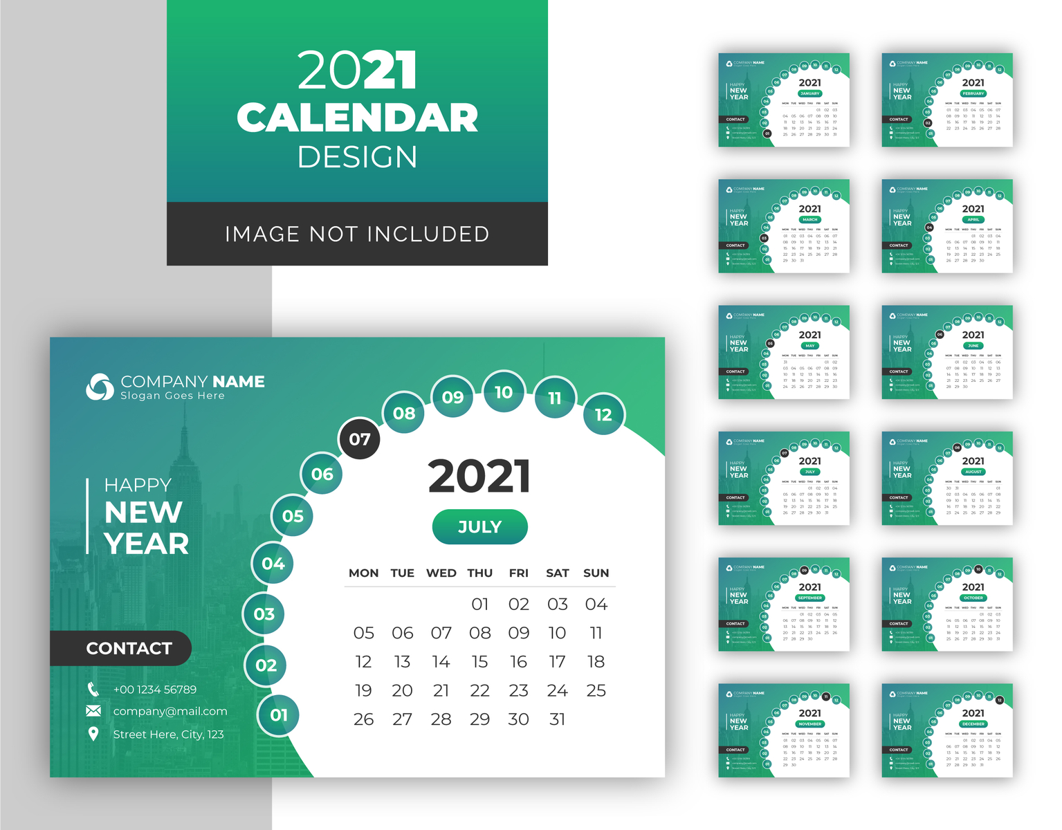 Creative desk and wall calendar template 2021 by Design All on Dribbble