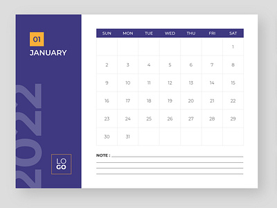 Creative grid layout calendar template for 2022