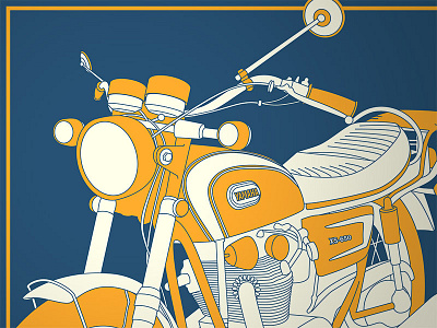 1971 Yamaha XS-650 illustration illustrator lineart motorcycle poster vector vector art vintage