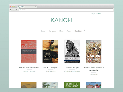 Kanon Homepage academia books compass green grids kanon minimal minimalist review ui ux white
