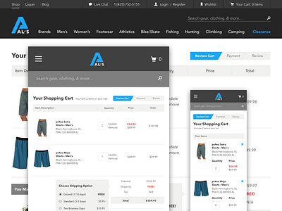 Al's Sporting Goods Checkout checkout commerce layout mobile responsive sporting goods ui ux website
