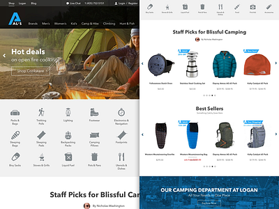 Al's Sporting Goods Categories camping commerce icons layout outdoors sporting goods ui ux website