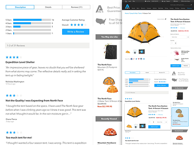 Als Sporting Goods Product Page layout product page sporting goods tent ui ux