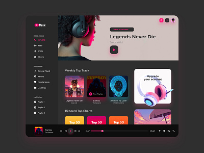 Youtube Music app concept app design flat minimal music playlist ui ux website youtube
