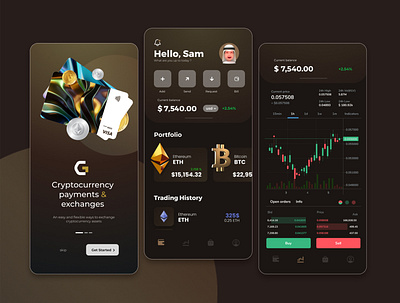 Cryptocurrency Exchanger Golex app coin crypto currency design e wallet exchanger minimal ui ux wallet