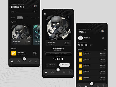NFT Marketplace Concept animation app bitcoin coin crypto currency design interface marketplace minimal nft ui ux