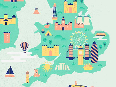 Illustrated map britain colourful design graphic design illustration map mapdesign uk