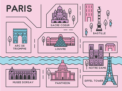 Paris - Map Vector adobe illustrator design france illustration paris parisian pink vector