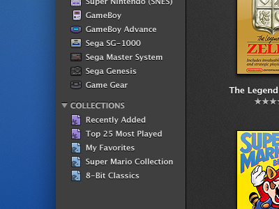 OpenEmu Collections application design emulation gui icons mac openemu osx ui video games
