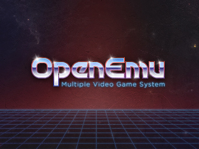 OpenEmu Logo Application 1980s 80s chrome emulation grid grunge openemu retro transformers tron typography video games