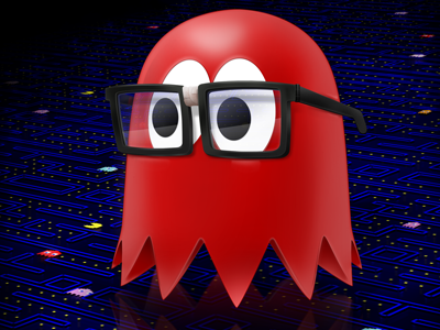 Blinky 'The Nerd' Poster application blinky design digital illustration ghost gui icon illustration mac mame nerd osx pacman ui video games