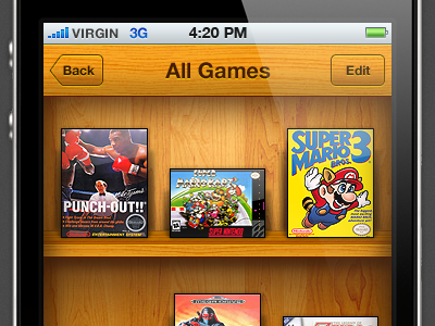 My Games cover art games iphone retro ui video games wood