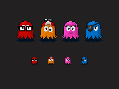 Revenge Of The Nerds clyde game ghosts inky pacman pinky pixel art