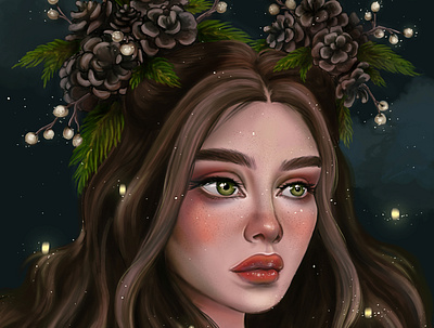 Pinecone Fairy adobe photoshop character character illustration digital fantasy forest girl character girl illustration illustration portrait whimsical