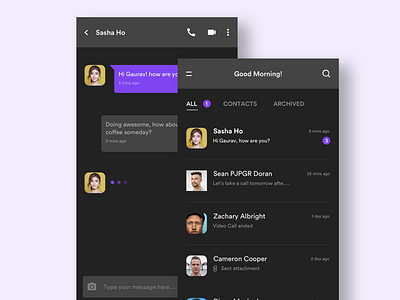 Dark Ui chatapp darkui freebie ui userinterface ux