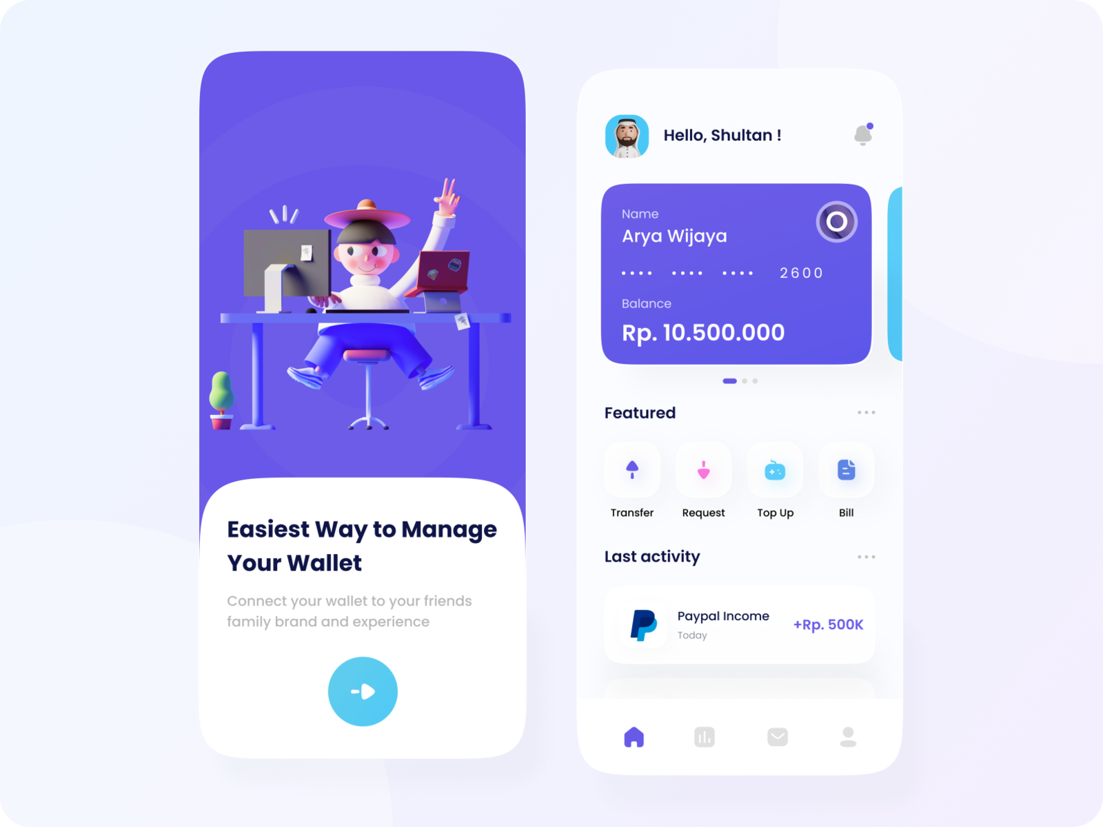 Wallet app by Arya Wijaya Kusuma for Plainthing Studio on Dribbble