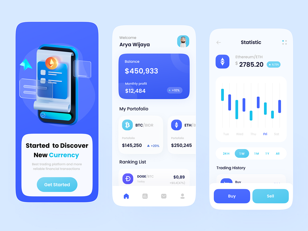 Cryptocurrency App by Arya Wijaya Kusuma for Plainthing Studio on Dribbble