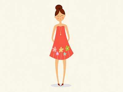 Girl with floral dress character design flowers girl illustration