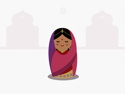 Indian Girl character design illustration indian kawaii