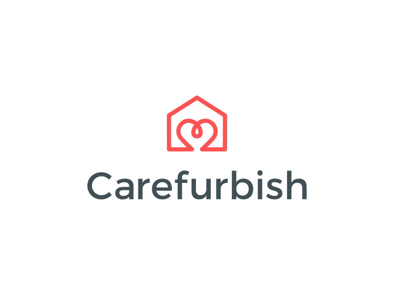 Carefurbish Logo heart house logo design