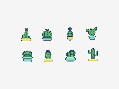 Cactus Icon Set cactus icon icon set illustration plant succulents