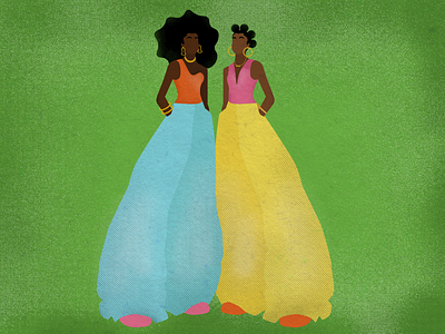 Twin Day black woman colorful design illustration vector