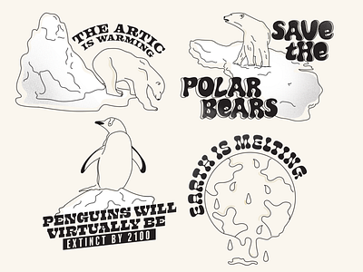 Stop Global Warming design global warming illustration merch peguins polar bears stickers