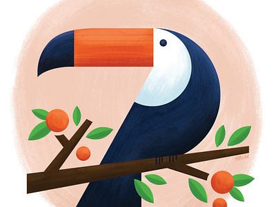 Toco Toucan character flat design flat illustration icon illustration orange orange tree photoshop art toucan tropical bird vector