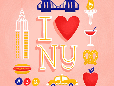 NYC flat design flat illustration flat illustrations hand lettered hand lettering iconography icons illustration illustration art illustration artist illustrator new york city nyc