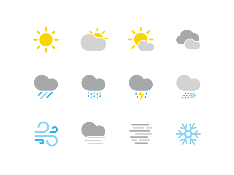 Weather Icons by Katherine Shuler for IBM Cloud Experience Lab on Dribbble