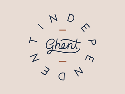 Ghent Independent brand cursive illustration lettering logo mark script stamp type