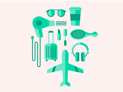 Busy Busy busy hustle icons illustration travel work