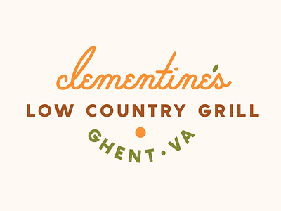 Clementine's illustration logo orange script typography