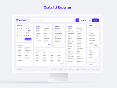 Craigslist Redesign - Home page exercise interface redesign ui web