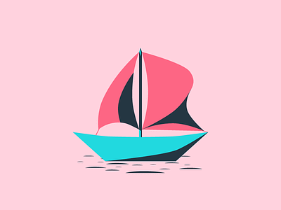 Boat blue boat flat pink