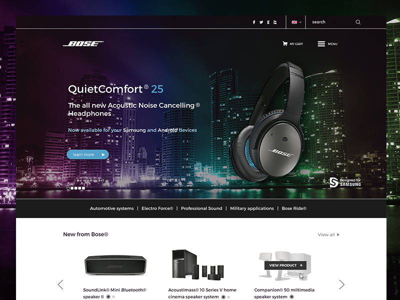 Bose Website Design Concept 2015 bose city concept design designbyeh fresh headphones redesign speakers tech website