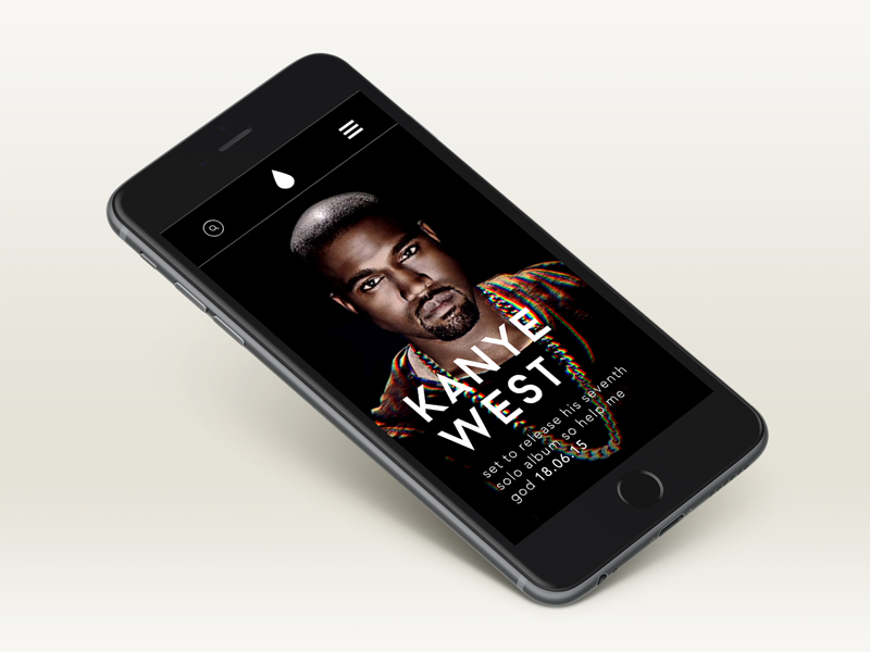 Music Blog Mobile Site blog design designbyeh iphone 6 kanye west mobile music responsive streaming service ui ux website