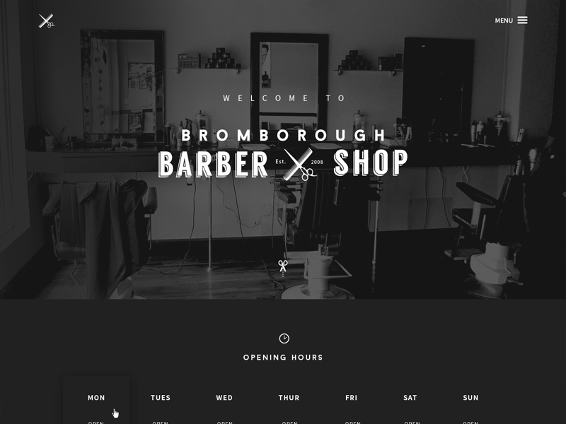 Bromborough Barber Shop barber shop burger menu contact designbyeh hairdressing home opening hours services ui ux vintage website