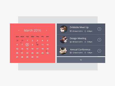 Event Calendar calendar clean date design digital design events calendar flat meeting calendar modern ui ux widget