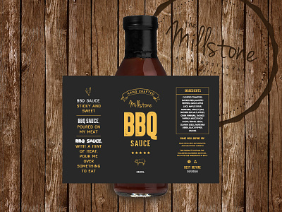 BBQ Sauce Label bbq sauce designbyeh food label millstone modern packaging print restaurant rustic typography